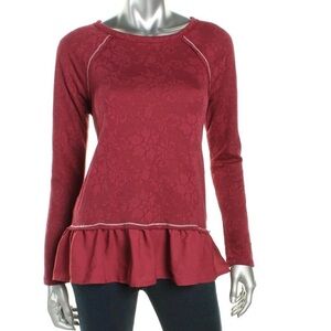 NWT Miss Chievous Maroon Lace Raglan Tunic